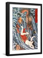 Tamatori Being Pursued by a Dragon-Kuniyoshi Utagawa-Framed Giclee Print