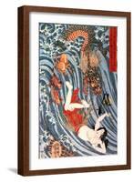 Tamatori Being Pursued by a Dragon-Kuniyoshi Utagawa-Framed Giclee Print