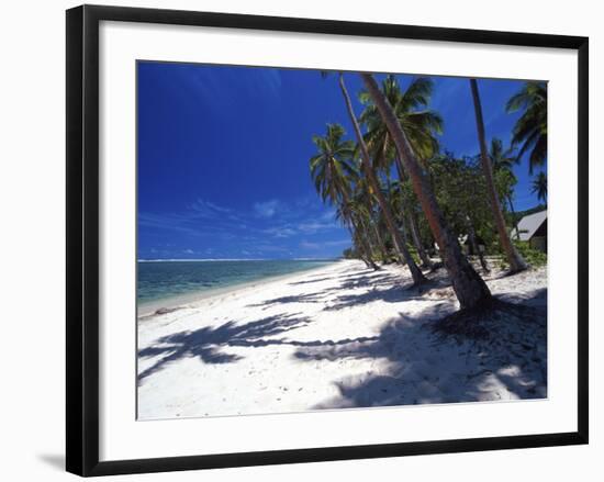 Tambua Sands Resort, Palm Trees and Shadows on Beach, Coral Coast, Melanesia-David Wall-Framed Photographic Print
