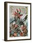 Tameijiro Dan Shogo Grappling with an Adversary under Water-Kuniyoshi Utagawa-Framed Giclee Print