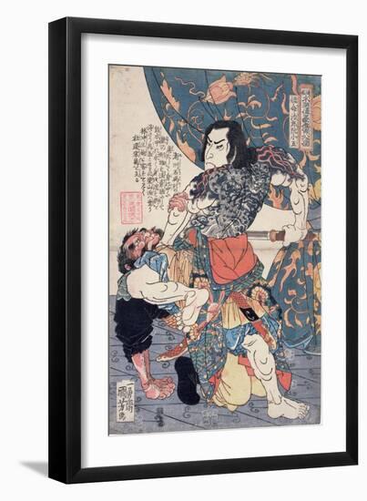 Tameijiro Genshogo Slaying Orin, from the Series '108 Chinese Heroes of the 'Suikoden' ('Tsuzoku…-Kuniyoshi Utagawa-Framed Premium Giclee Print