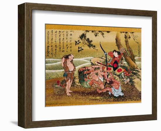 Tametomo and the Inhabitants of Onigashima Island, Detail-Katsushika Hokusai-Framed Art Print