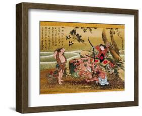 Tametomo and the Inhabitants of Onigashima Island, Detail-Katsushika Hokusai-Framed Art Print