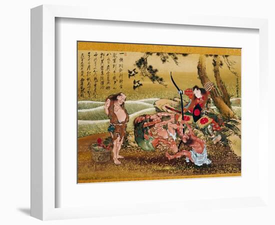 Tametomo and the Inhabitants of Onigashima Island, Detail-Katsushika Hokusai-Framed Art Print