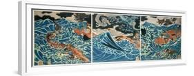 Tametomo's Shipwreck, Pub. C.1836, (Colour Woodblock Print)-Kuniyoshi Utagawa-Framed Giclee Print