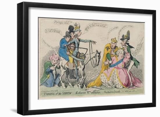 Taming of the Shrew: Katherine and Petruchio, or the Modern Quixote, Published by S.W. Fores in…-James Gillray-Framed Giclee Print