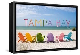 Tampa Bay, Florida - Colorful Beach Chairs-Lantern Press-Framed Stretched Canvas