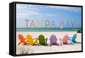 Tampa Bay, Florida - Colorful Beach Chairs-Lantern Press-Framed Stretched Canvas