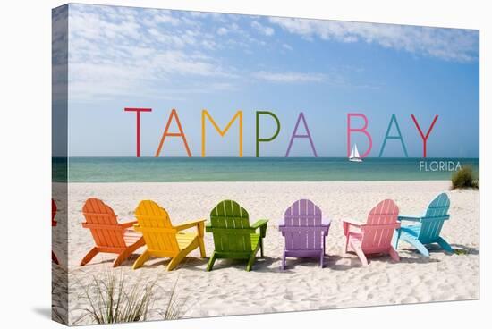 Tampa Bay, Florida - Colorful Beach Chairs-Lantern Press-Stretched Canvas