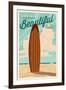 Tampa Bay, Florida - Life is a Beautiful Ride - Surfboard - Letterpress-Lantern Press-Framed Art Print