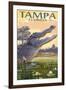 Tampa, Florida - Alligator Scene-Lantern Press-Framed Art Print