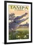 Tampa, Florida - Alligator Scene-Lantern Press-Framed Art Print