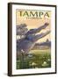 Tampa, Florida - Alligator Scene-Lantern Press-Framed Art Print