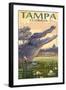 Tampa, Florida - Alligator Scene-Lantern Press-Framed Art Print