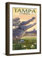 Tampa, Florida - Alligator Scene-Lantern Press-Framed Art Print