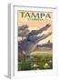 Tampa, Florida - Alligator Scene-Lantern Press-Framed Art Print