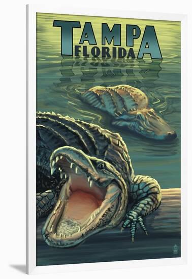 Tampa, Florida - Alligators-Lantern Press-Framed Art Print