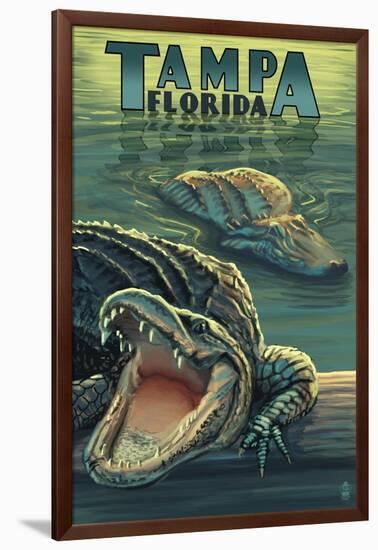 Tampa, Florida - Alligators-Lantern Press-Framed Art Print