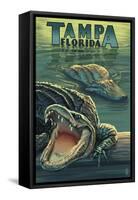 Tampa, Florida - Alligators-Lantern Press-Framed Stretched Canvas