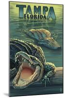 Tampa, Florida - Alligators-Lantern Press-Mounted Art Print