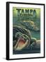 Tampa, Florida - Alligators-Lantern Press-Framed Art Print