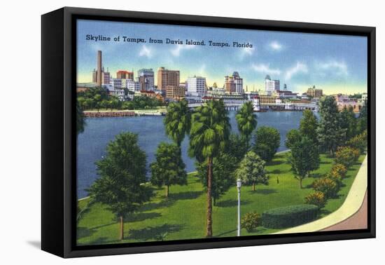 Tampa, Florida - Davis Island, Skyline View-Lantern Press-Framed Stretched Canvas