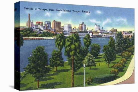 Tampa, Florida - Davis Island, Skyline View-Lantern Press-Stretched Canvas