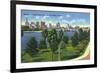 Tampa, Florida - Davis Island, Skyline View-Lantern Press-Framed Premium Giclee Print