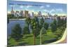 Tampa, Florida - Davis Island, Skyline View-Lantern Press-Mounted Premium Giclee Print