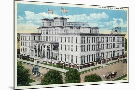 Tampa, Florida - De Soto Hotel Exterior View-Lantern Press-Mounted Premium Giclee Print