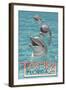 Tampa, Florida - Dolphins-Lantern Press-Framed Art Print