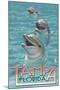 Tampa, Florida - Dolphins-Lantern Press-Mounted Art Print