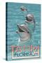 Tampa, Florida - Dolphins-Lantern Press-Stretched Canvas