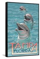 Tampa, Florida - Dolphins-Lantern Press-Framed Stretched Canvas