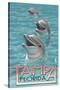 Tampa, Florida - Dolphins-Lantern Press-Stretched Canvas