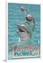 Tampa, Florida - Dolphins-Lantern Press-Framed Art Print