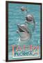 Tampa, Florida - Dolphins-Lantern Press-Framed Art Print