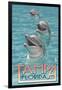 Tampa, Florida - Dolphins-Lantern Press-Framed Art Print