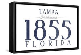 Tampa, Florida - Established Date (Blue)-Lantern Press-Framed Stretched Canvas