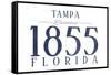 Tampa, Florida - Established Date (Blue)-Lantern Press-Framed Stretched Canvas