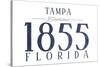 Tampa, Florida - Established Date (Blue)-Lantern Press-Stretched Canvas