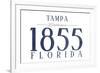 Tampa, Florida - Established Date (Blue)-Lantern Press-Framed Art Print