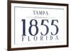 Tampa, Florida - Established Date (Blue)-Lantern Press-Framed Art Print