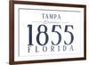 Tampa, Florida - Established Date (Blue)-Lantern Press-Framed Art Print
