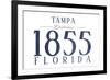 Tampa, Florida - Established Date (Blue)-Lantern Press-Framed Art Print