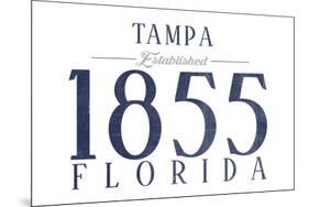 Tampa, Florida - Established Date (Blue)-Lantern Press-Mounted Art Print