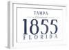 Tampa, Florida - Established Date (Blue)-Lantern Press-Framed Art Print