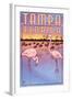 Tampa, Florida - Flamingos-Lantern Press-Framed Art Print