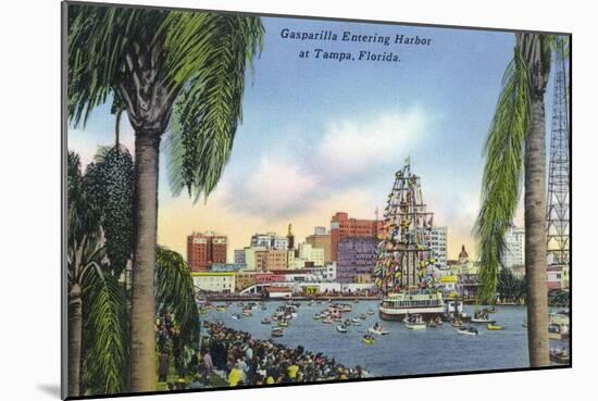 Tampa, Florida - Gasparilla Entering the Harbor Scene-Lantern Press-Mounted Art Print