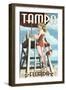 Tampa, Florida - Lifeguard Pinup Girl-Lantern Press-Framed Art Print